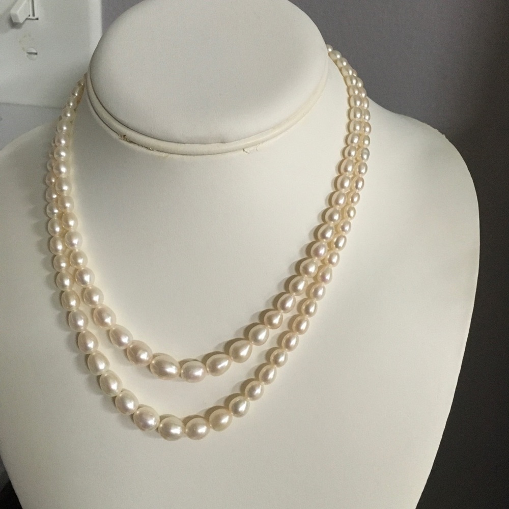 2 strands fresh water pearls necklace